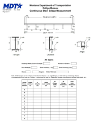 Form MDT-BRG-006 Continuous Steel Bridge Measurement - Montana, Page 2