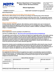 Form MDT-MCS-019 Refund Application - Montana, Page 2