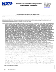 Form MDT-MAI-007 Encroachment Application - Montana, Page 2