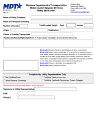Document preview: Form MDT-MCS-014 Utility Worksheet - Montana