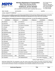 Document preview: Form MDT-MCS-016 Schedule B International Registration Plan - Actual Distance - Montana