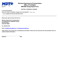 Form MDT-CIV-016 Dbe/Sbe Change Report Form - Montana, Page 6