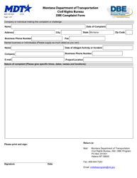 Document preview: Form MDT-CIV-020 Dbe Complaint Form - Montana