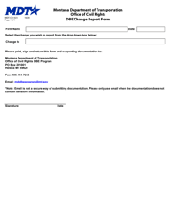 Document preview: Form MDT-CIV-023 Dbe Change Report Form - Montana