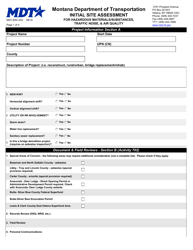 Document preview: Form MDT-ENV-003 Initial Site Assessment for Hazardous Materials/Substances, Traffic Noise, & Air Quality - Montana