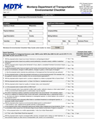 Form MDT-ENV-006 Environmental Checklist - Montana