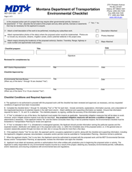 Form MDT-ENV-006 Environmental Checklist - Montana, Page 2