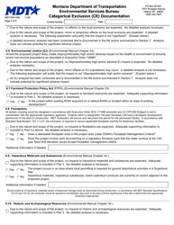 Form MDT-ENV-020 Categorical Exclusion (Ce) Documentation - Montana, Page 4