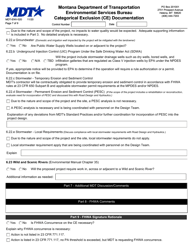 Form MDT-ENV-020 Categorical Exclusion (Ce) Documentation - Montana, Page 7