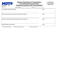 Form MDT-ENV-020 Categorical Exclusion (Ce) Documentation - Montana, Page 9