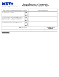 Form MDT-ENV-014 Water Pollution Control Inspection Report - Montana, Page 2