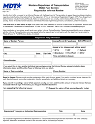 Document preview: Form MDT-ADM-020 Request for Informal Review - Montana