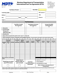 Form MDT-IFTA-001 International Fuel Tax Agreement (Ifta) Tax Return - Montana