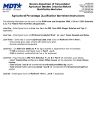 Form MDT-ADM-021 Agricultural Standard Deduction Refund Qualification Worksheet - Montana, Page 2