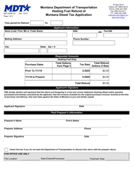 Form MDT-ADM-012 Montana Diesel Tax Application - Montana