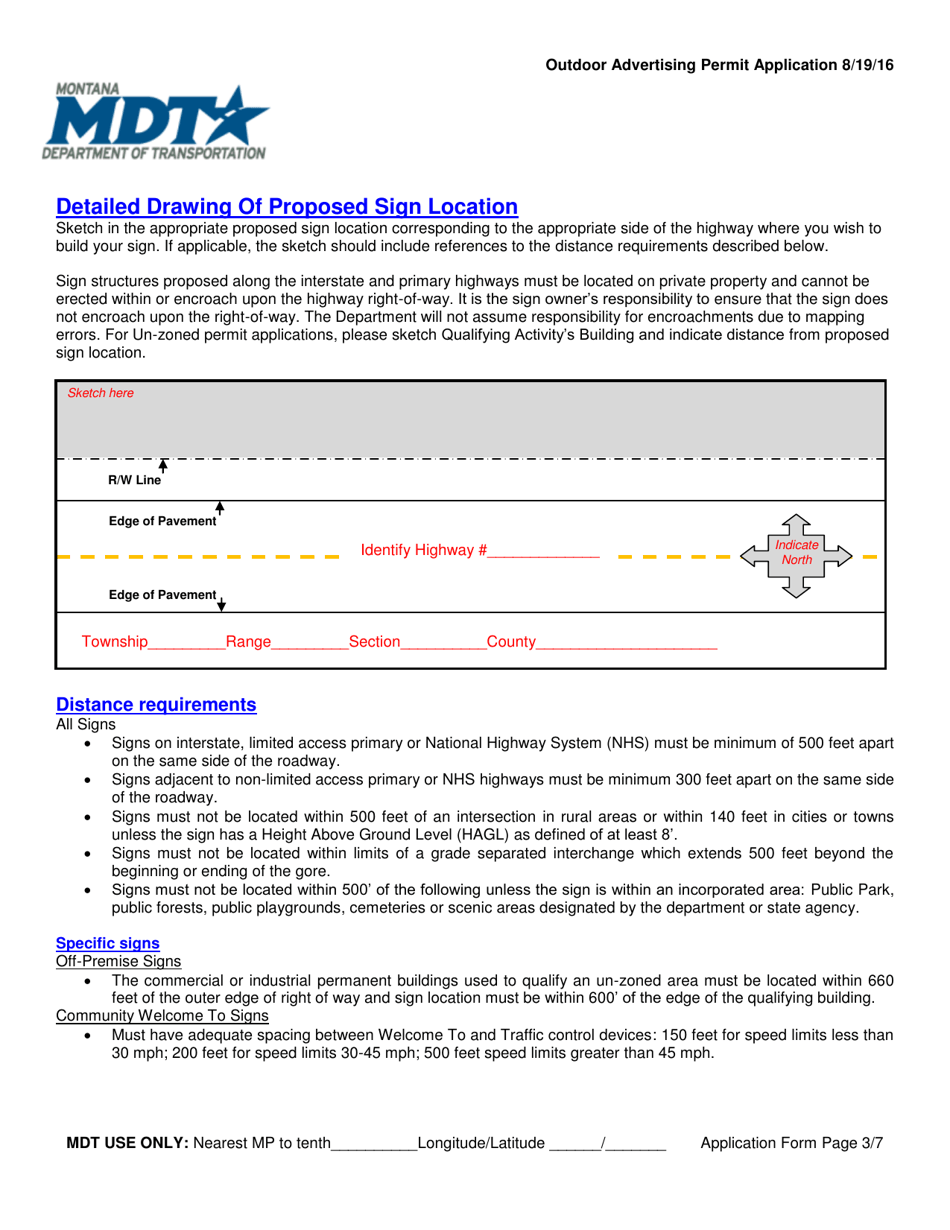 Outdoor Advertising Permit Application - Montana, Page 4