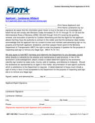 Outdoor Advertising Permit Application - Montana, Page 5