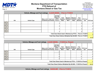 Form MDT-ADM-015 Pto Refund of Montana Diesel and/or Gas Tax Application - Montana, Page 2