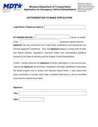 Form MDT-TPL-021 Application for Emergency Vehicle Rehabilitation - Montana, Page 2