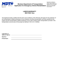 Form MDT-TPL-021 Application for Emergency Vehicle Rehabilitation - Montana, Page 9