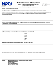Form MDT-TPL-004 Rural Transit Assistance Program Request for Funds - Montana, Page 2
