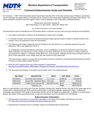 Form MDT-CON-108-01-2 Contractor/Subcontractor Guide and Checklist - Montana, Page 2