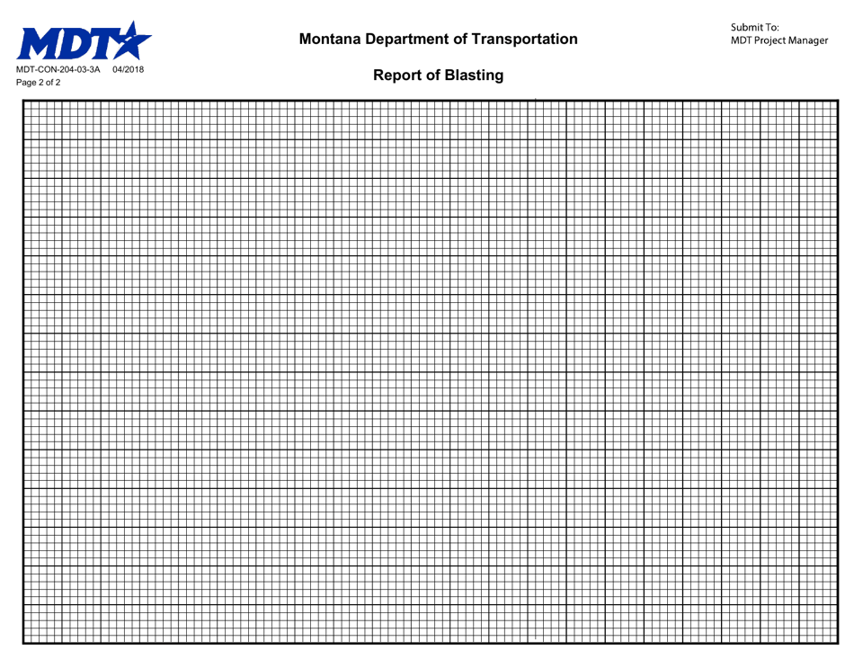 Form MDT-CON-204-03-3A Report of Blasting - Montana, Page 2