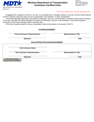 Form MDT-CON-105-16-2 &quot;Contractor Certified Claim&quot; - Montana, Page 5