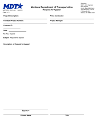 Document preview: Form MDT-CON-105-16-3H Request for Appeal - Montana
