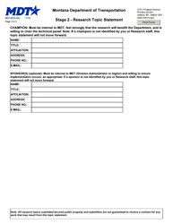 Form MDT-RES-002 Stage 2 - Research Topic Statement - Montana, Page 3