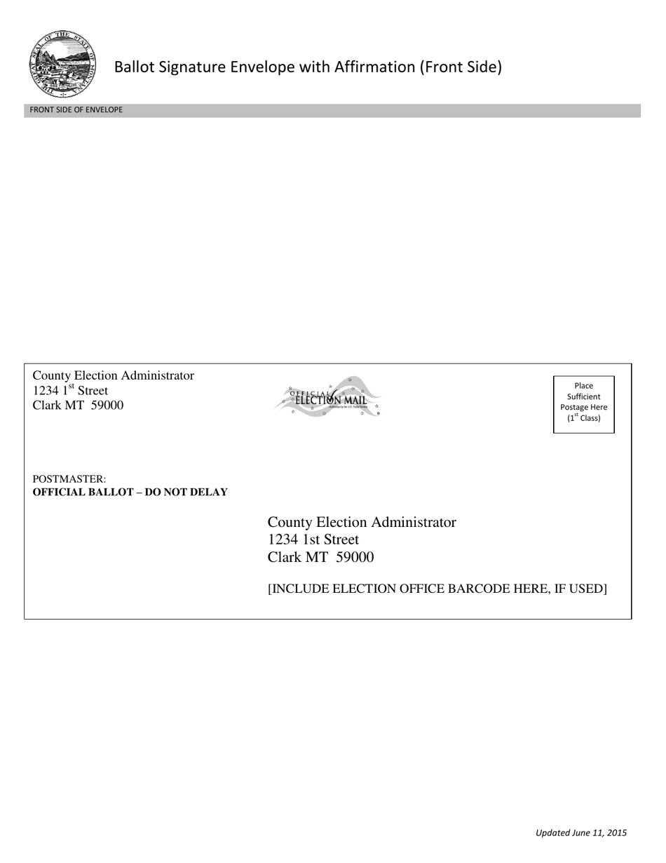 Ballot Signature Envelope With Affirmation - Montana, Page 2