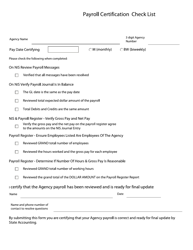 Document preview: Payroll Certification Check List - Nebraska