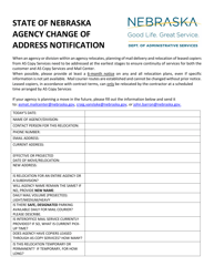 Document preview: Agency Change of Address Notification - Nebraska