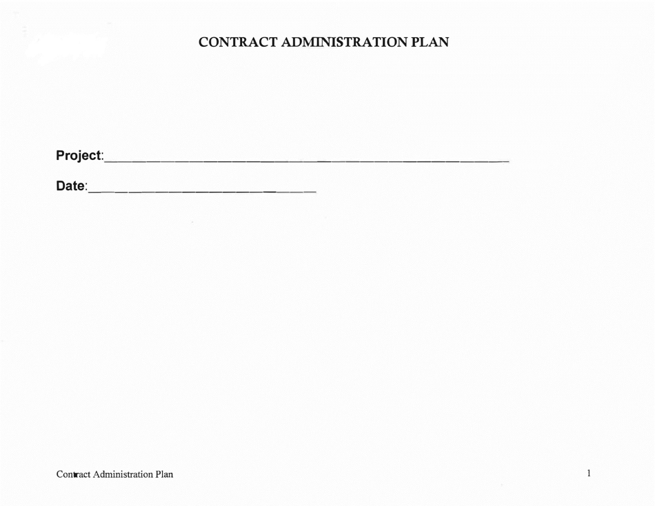 Contract Administration Plan - Nebraska, Page 1