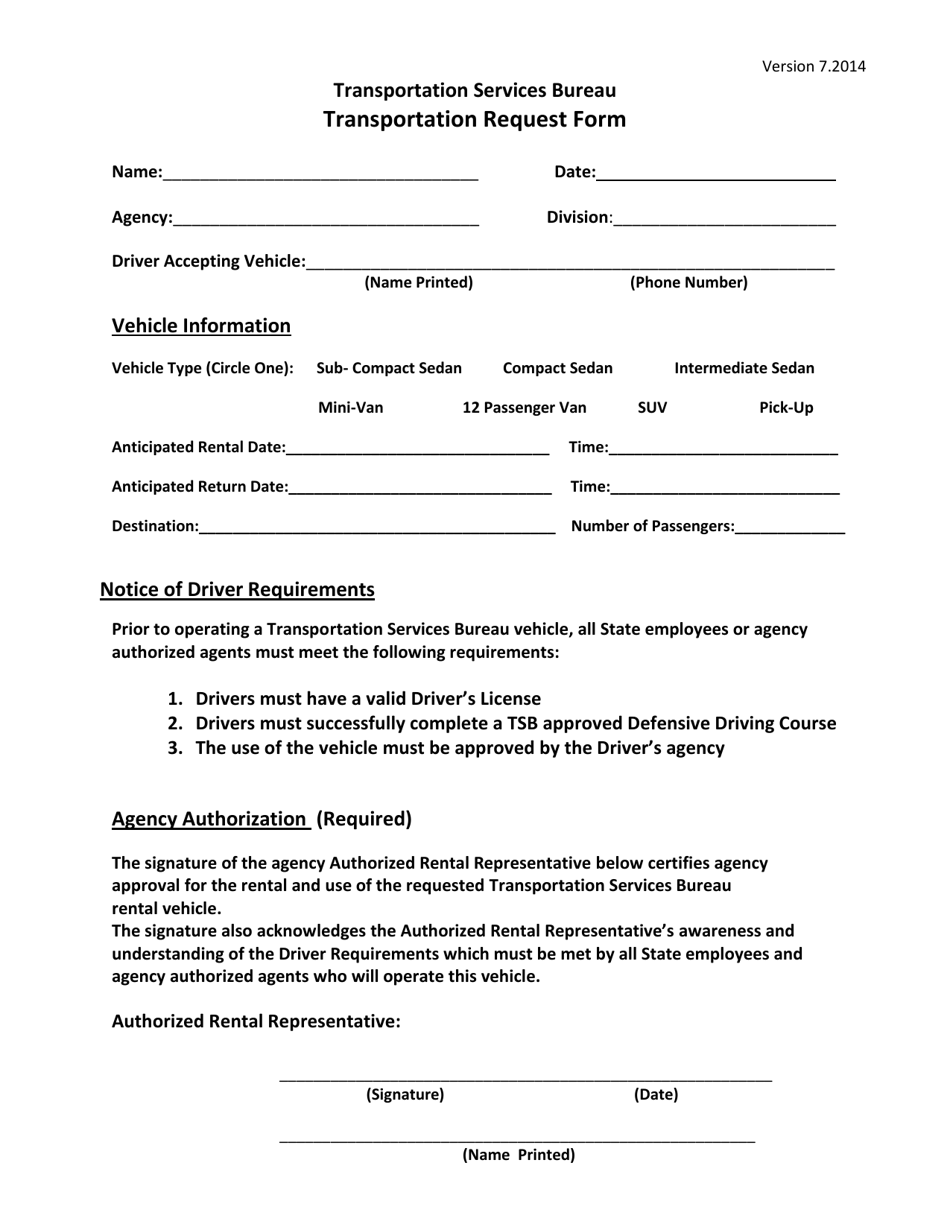 Transportation Request Form - Nebraska, Page 1