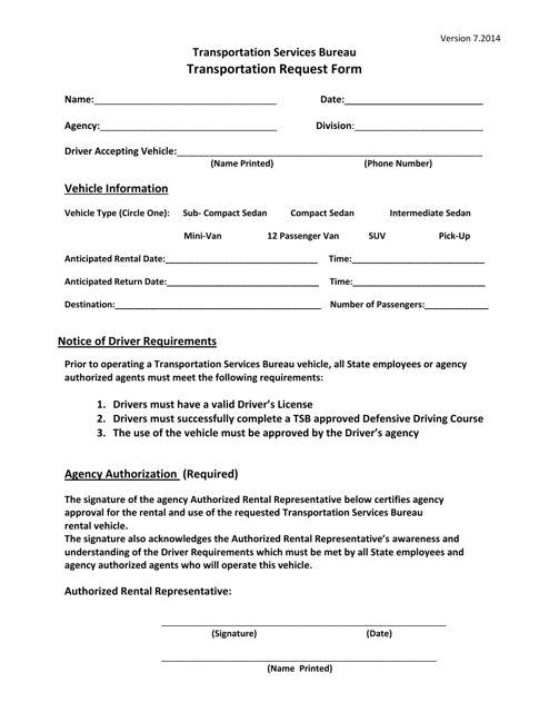 Transportation Request Form - Nebraska Download Pdf