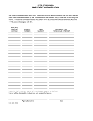 Form DAS-02-30 &quot;Investment Authorization&quot; - Nebraska