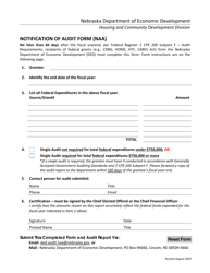 Document preview: Notification of Audit Form (Naa) - Nebraska