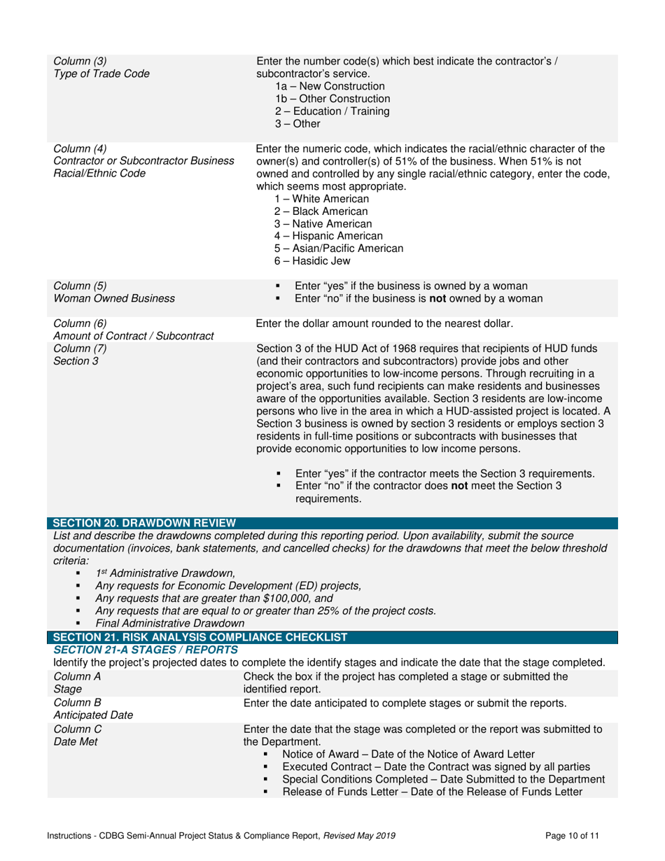 Instructions for Cdbg Semi-annual Project Status  Compliance Report - Nebraska, Page 10