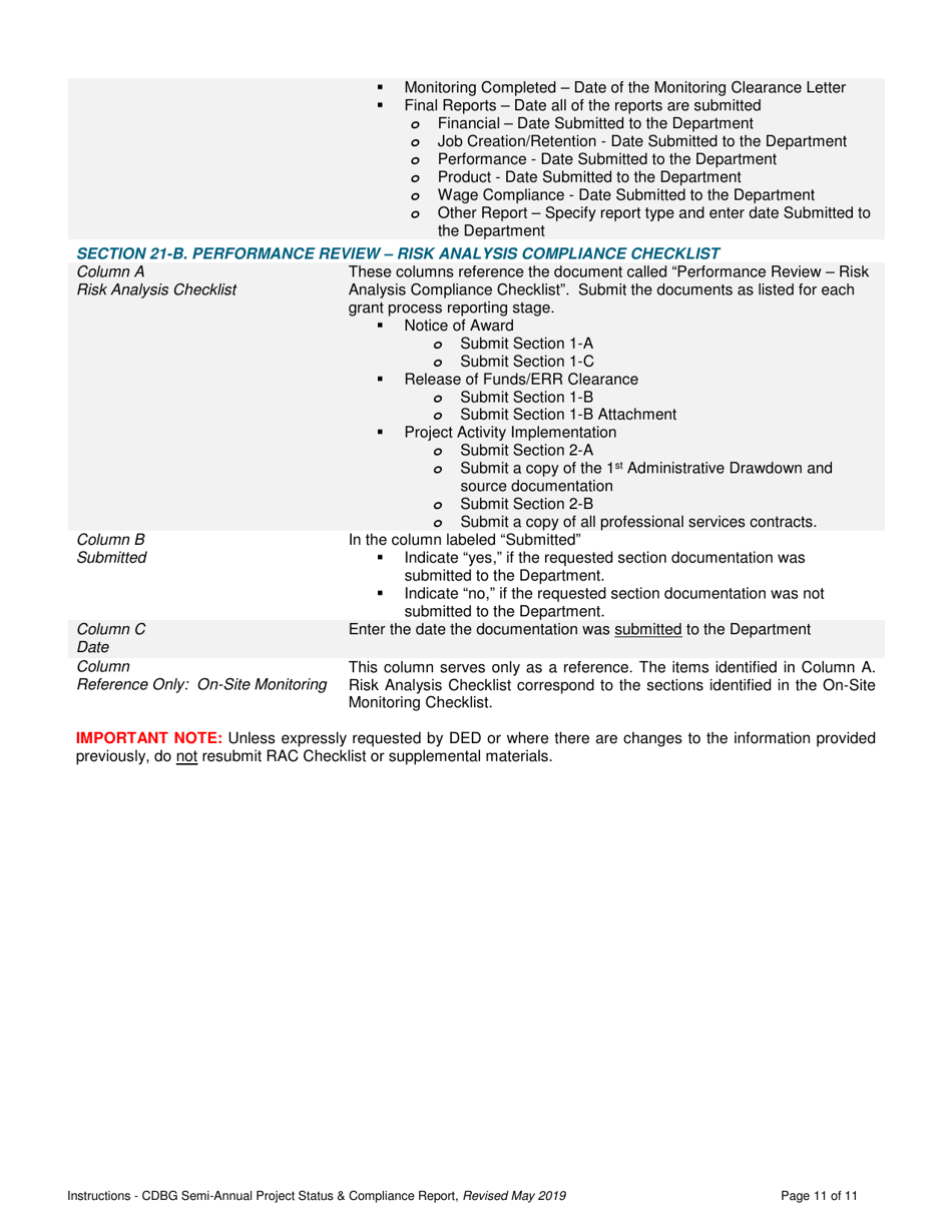 Instructions for Cdbg Semi-annual Project Status  Compliance Report - Nebraska, Page 11