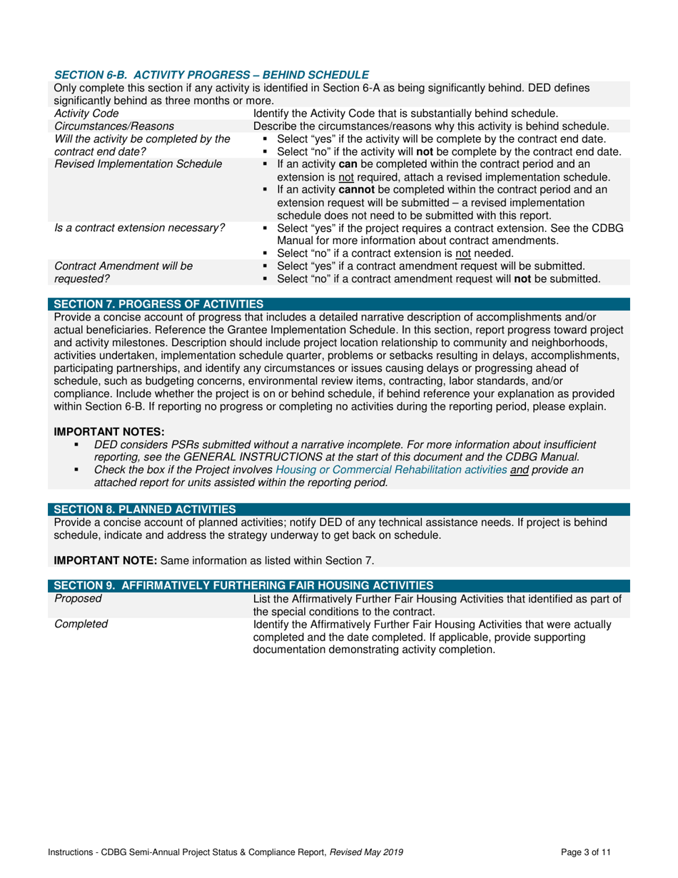 Instructions for Cdbg Semi-annual Project Status  Compliance Report - Nebraska, Page 3