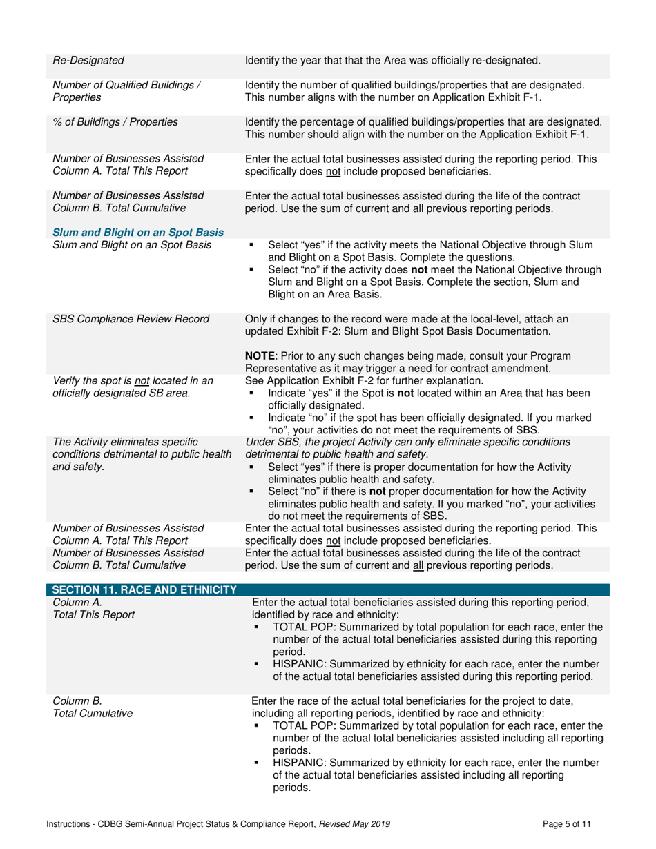 Instructions for Cdbg Semi-annual Project Status  Compliance Report - Nebraska, Page 5