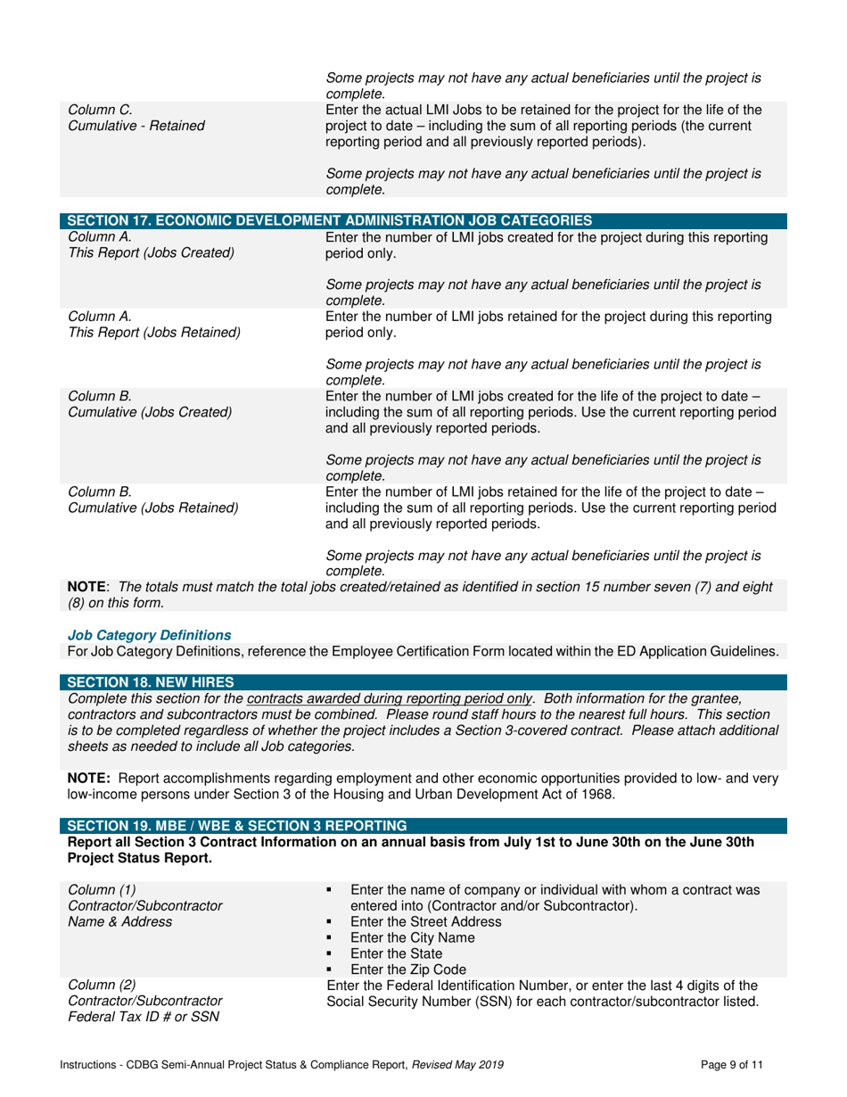 Instructions for Cdbg Semi-annual Project Status  Compliance Report - Nebraska, Page 9