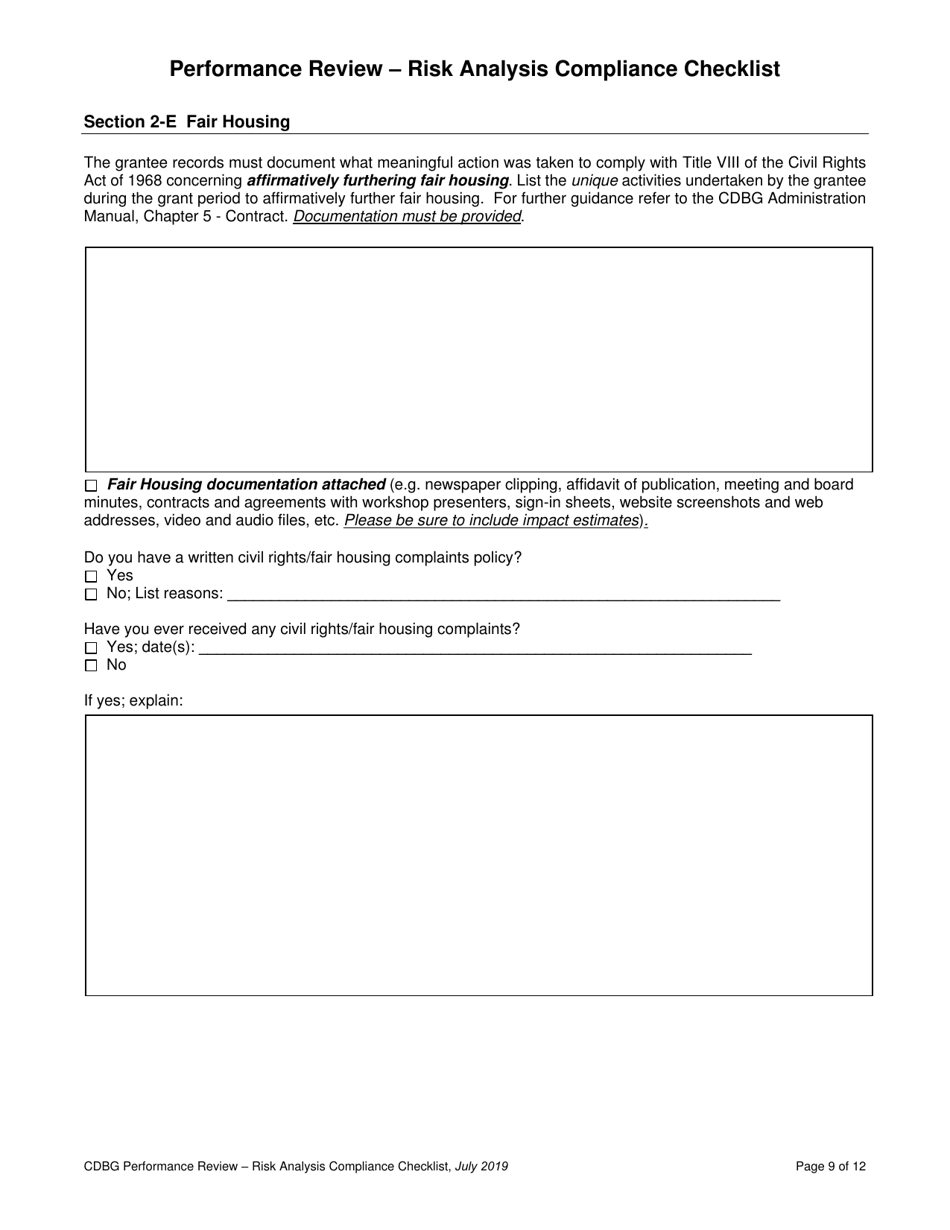 Performance Review - Risk Analysis Compliance Checklist - Nebraska, Page 10