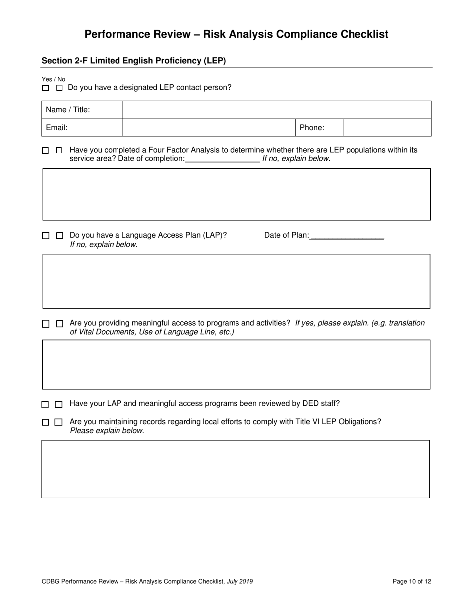 Performance Review - Risk Analysis Compliance Checklist - Nebraska, Page 11