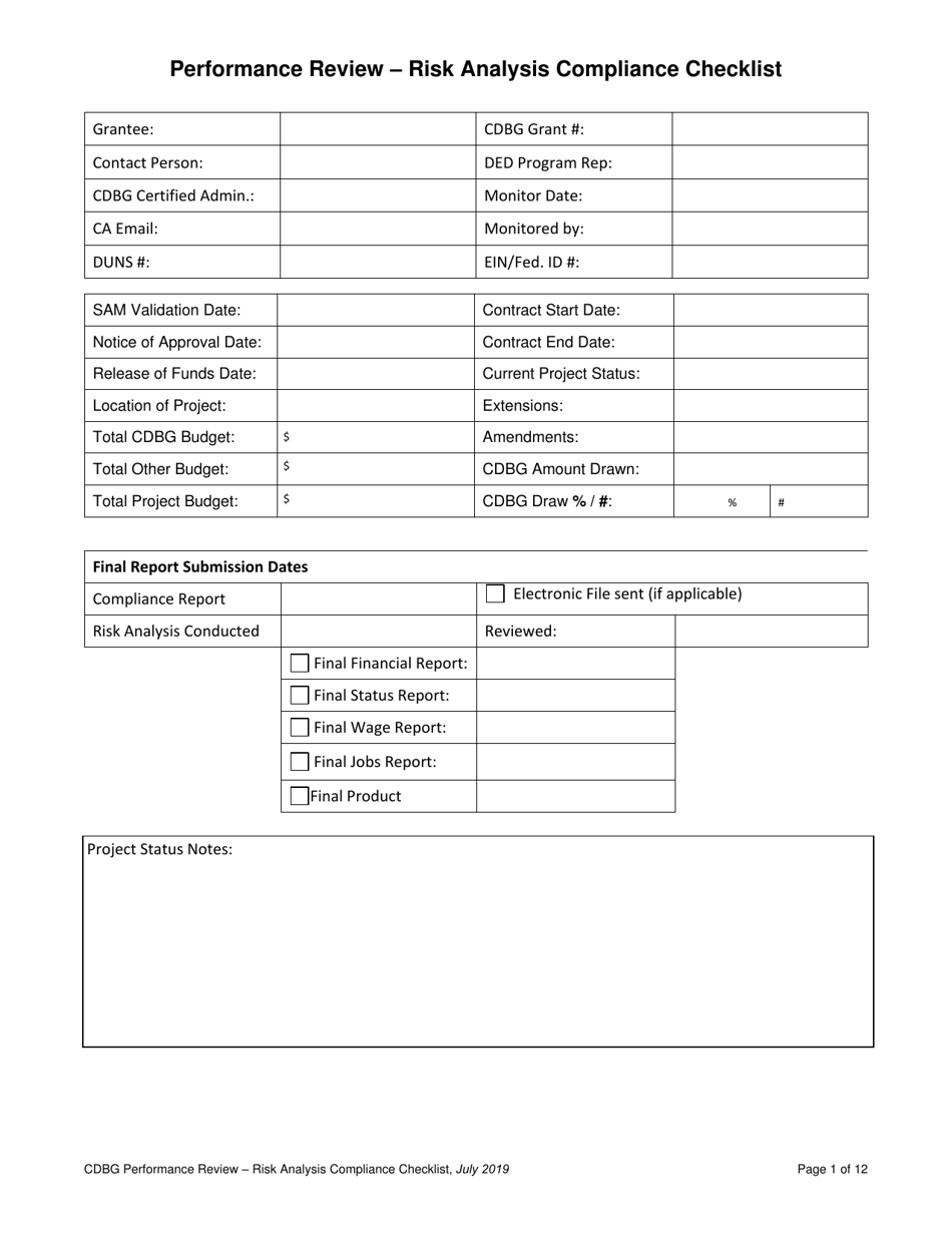 Performance Review - Risk Analysis Compliance Checklist - Nebraska, Page 2