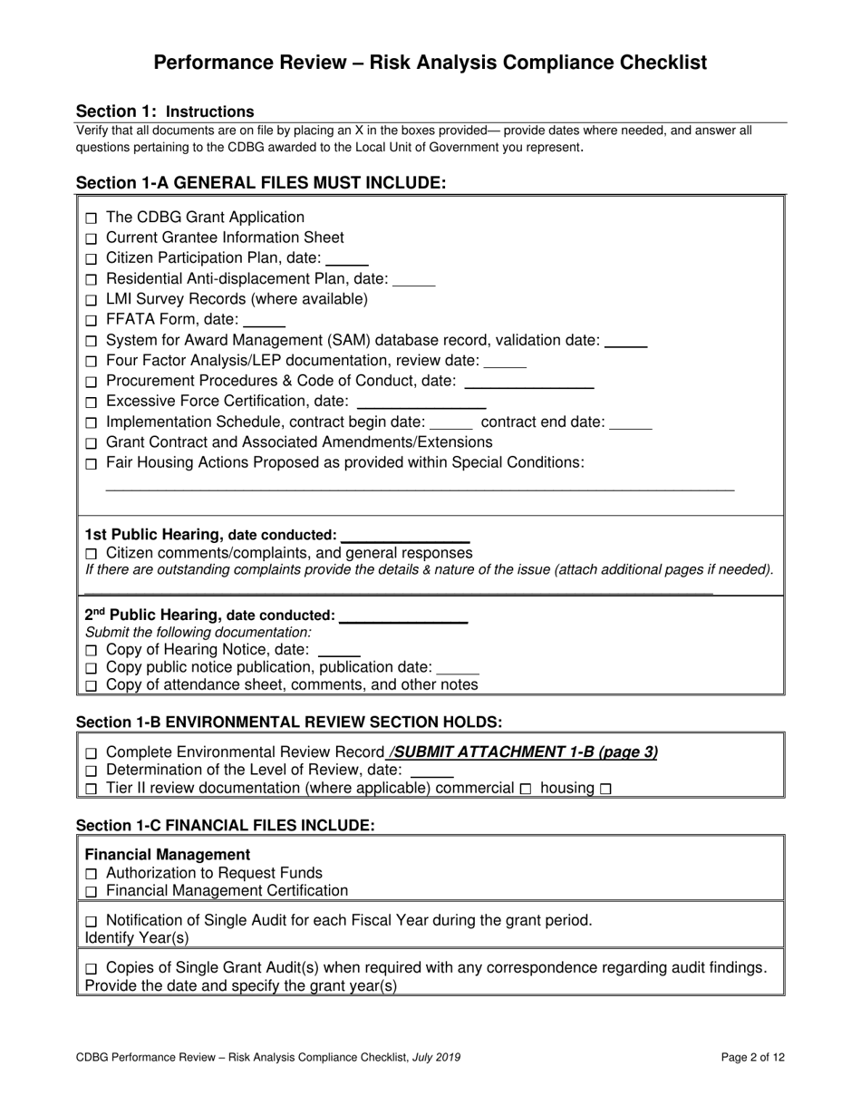 Performance Review - Risk Analysis Compliance Checklist - Nebraska, Page 3
