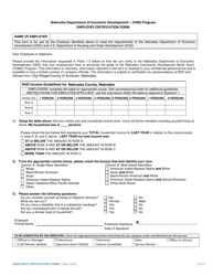 Employee Certification Form - Nebraska
