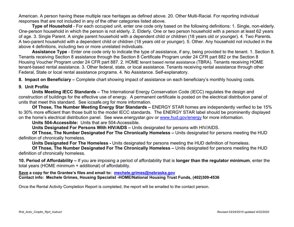 Rental Activity Completion Report - Nebraska, Page 6