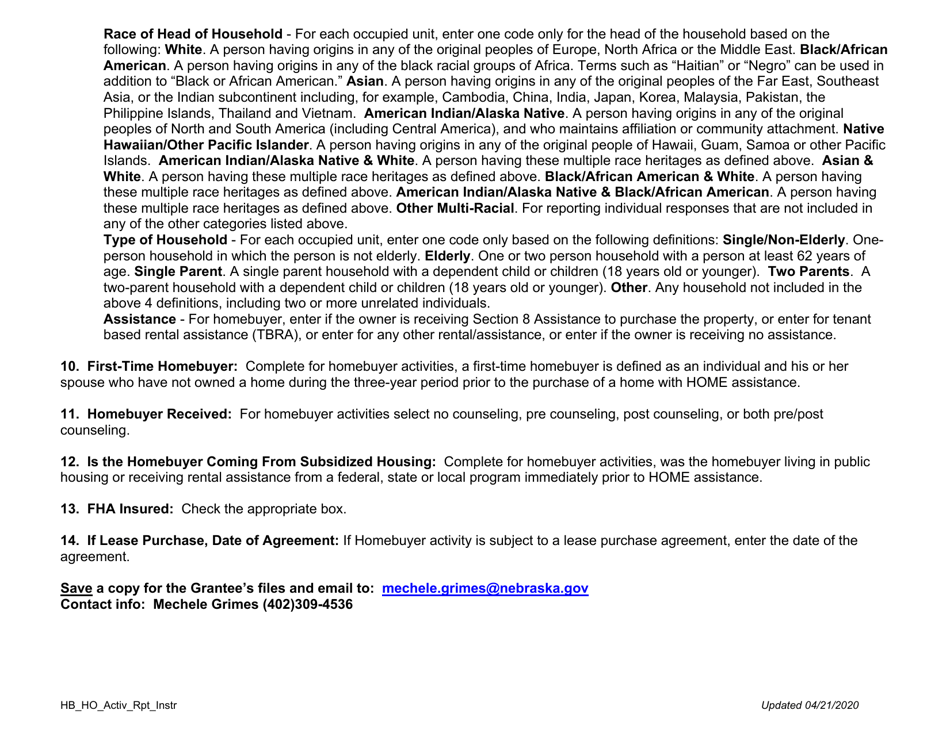 Homebuyer-Homeowner Activity Completion Report - Nebraska, Page 5